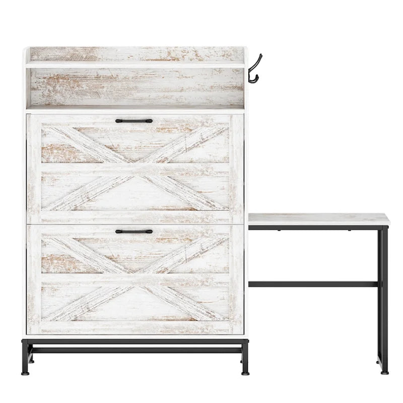 Shoe Cabinet, Entry Home Shoe Cabinet, Entrance Balcony Storage Cabinet, Large Capacity Shoe Rack, White