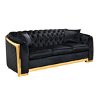84  Luxury Chesterfield Velvet Sofa with Gold Trim
