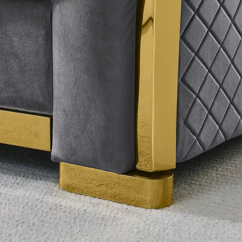84  Luxury Chesterfield Velvet Sofa with Gold Trim