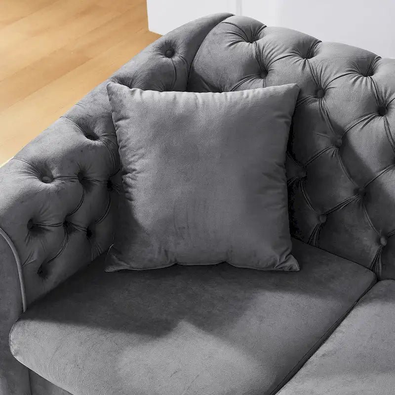 84  Luxury Chesterfield Velvet Sofa with Gold Trim