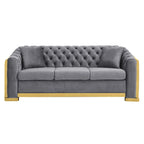 84  Luxury Chesterfield Velvet Sofa with Gold Trim