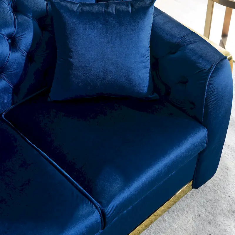 84  Luxury Chesterfield Velvet Sofa with Gold Trim