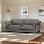 Mid-Century Modern 89.76 Inch Genuine Leather Sofa, 3-Seater Couch for Living Room, Bedroom, Office - Graphite