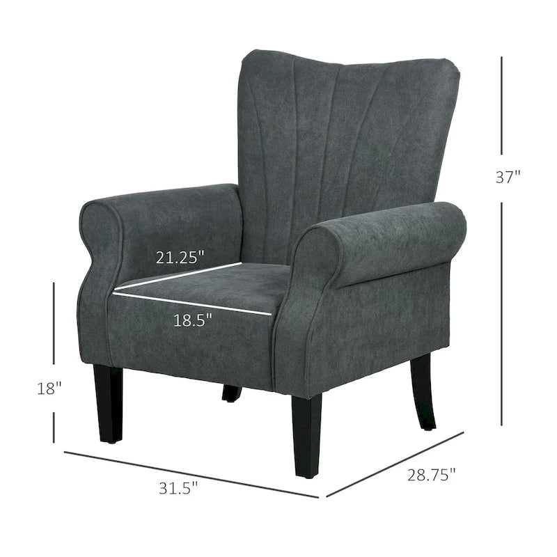 Modern 31.5  Arm Chair with Wood Legs