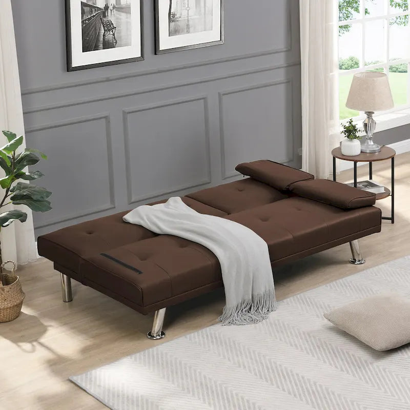 66.1  PVC Loveseat Sofa Bed with Wood Frame and Stainless Legs