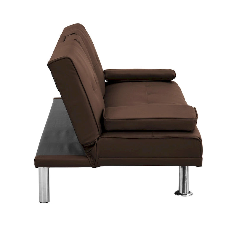 66.1  PVC Loveseat Sofa Bed with Wood Frame and Stainless Legs