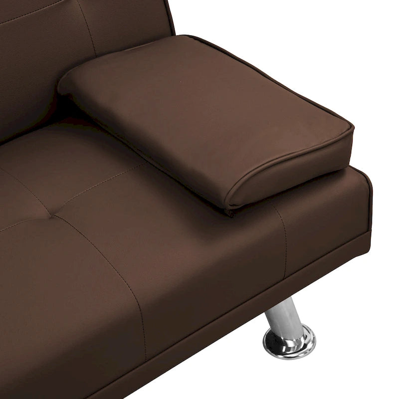 66.1  PVC Loveseat Sofa Bed with Wood Frame and Stainless Legs