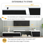 White Modern Extendable TV Stand for 100  TVs