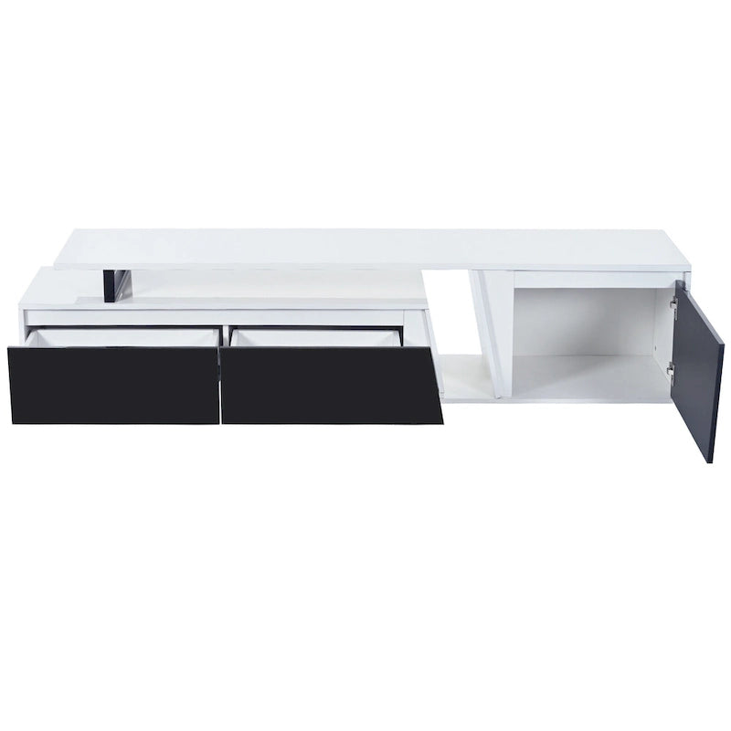 White Modern Extendable TV Stand for 100  TVs