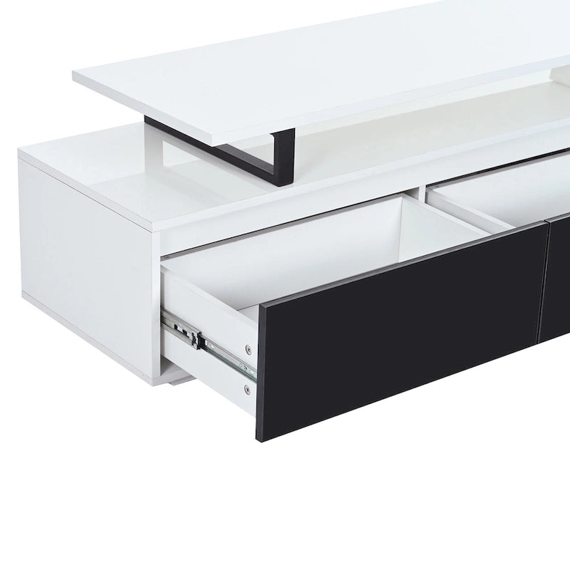 White Modern Extendable TV Stand for 100  TVs