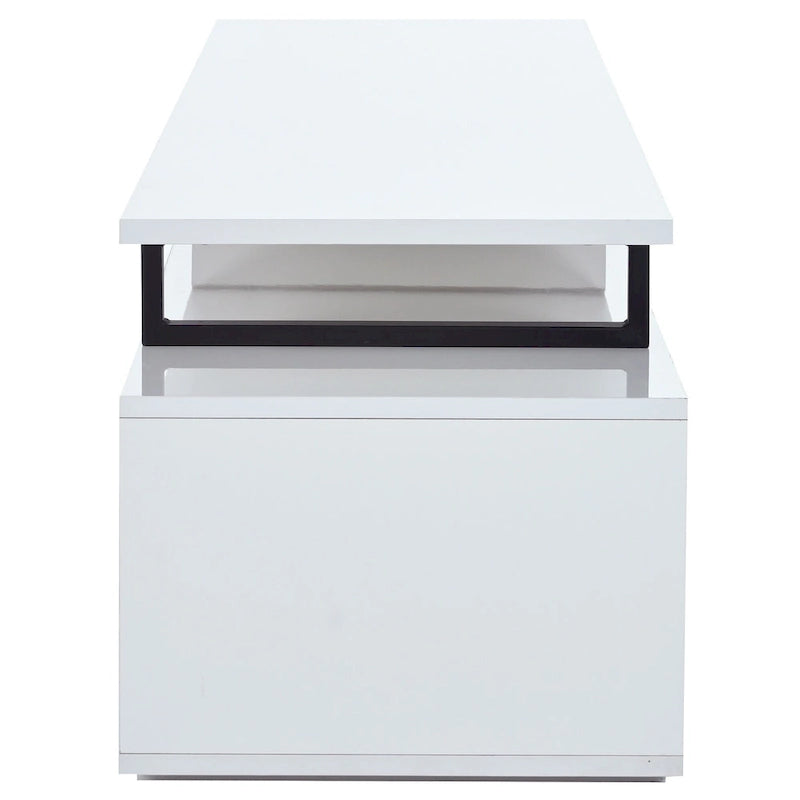 White Modern Extendable TV Stand for 100  TVs