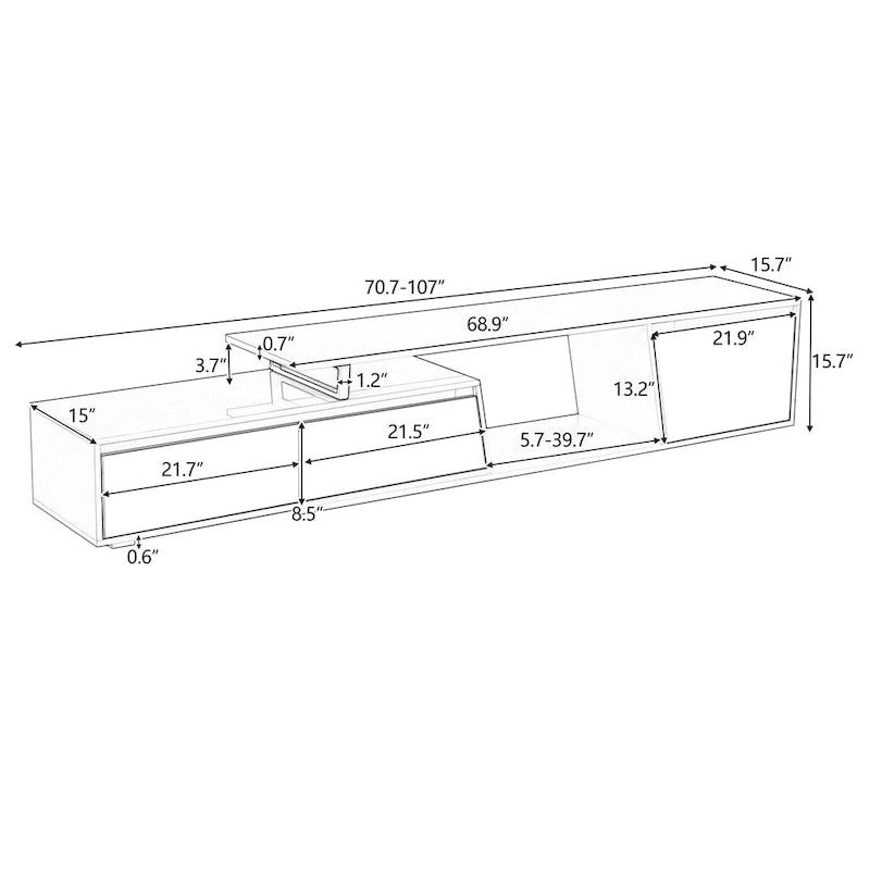 White Modern Extendable TV Stand for 100  TVs