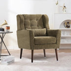 Olive Green 24.21  Button Tufted Arm Chair with Wood Legs