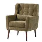 Olive Green 24.21  Button Tufted Arm Chair with Wood Legs