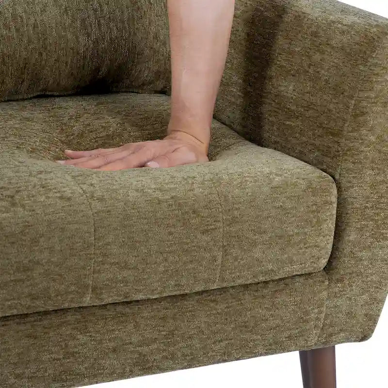 Olive Green 24.21  Button Tufted Arm Chair with Wood Legs
