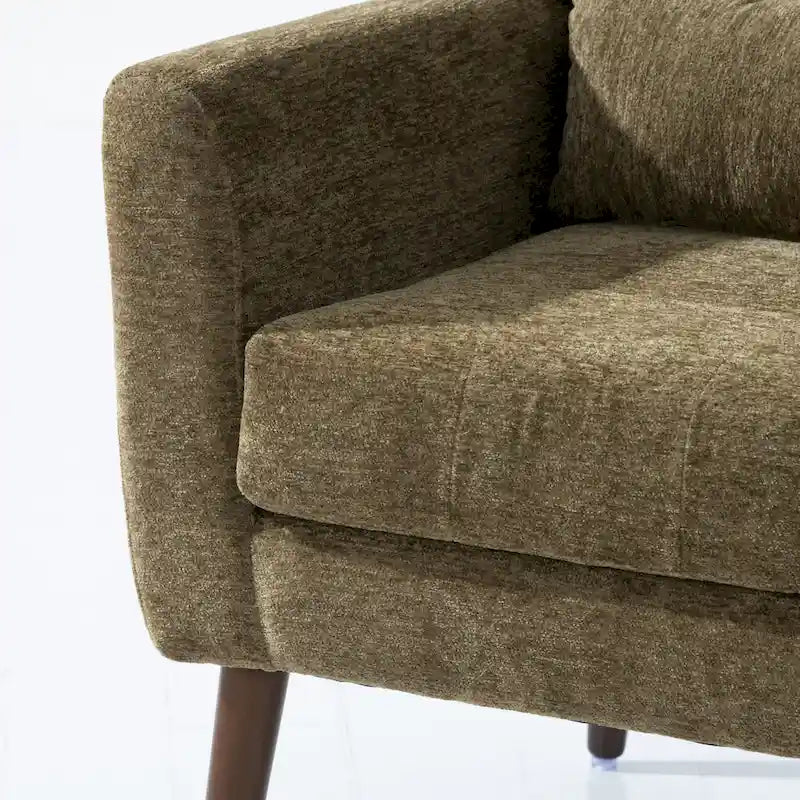 Olive Green 24.21  Button Tufted Arm Chair with Wood Legs
