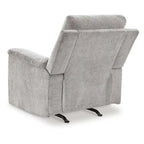 Power Recliner Rocker Chair, Ash Gray Polyester Micro Chenille