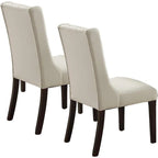 Modern Set of 2 Dining Chairs with Leather Tufted Backrest, Foam-Padded Seat, Solid Wood Legs for Dining Room Living Room