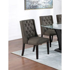 Modern Set of 2 Dining Chairs with Leather Tufted Backrest, Foam-Padded Seat, Solid Wood Legs for Dining Room Living Room