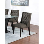 Modern Set of 2 Dining Chairs with Leather Tufted Backrest, Foam-Padded Seat, Solid Wood Legs for Dining Room Living Room