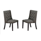 Modern Set of 2 Dining Chairs with Leather Tufted Backrest, Foam-Padded Seat, Solid Wood Legs for Dining Room Living Room