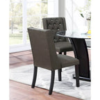 Modern Set of 2 Dining Chairs with Leather Tufted Backrest, Foam-Padded Seat, Solid Wood Legs for Dining Room Living Room