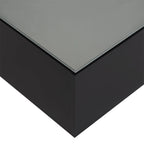 Square Hight Glossy Coffee Table with 16-color LED Strip Lights, Modern Center Table with 5mm Frosted Tempered Glass Top