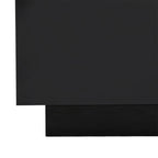 Square Hight Glossy Coffee Table with 16-color LED Strip Lights, Modern Center Table with 5mm Frosted Tempered Glass Top