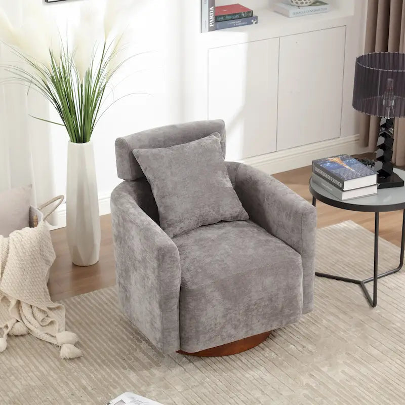360 Degree Accent Swivel Chair,Chenille Upholstered Arm Chair