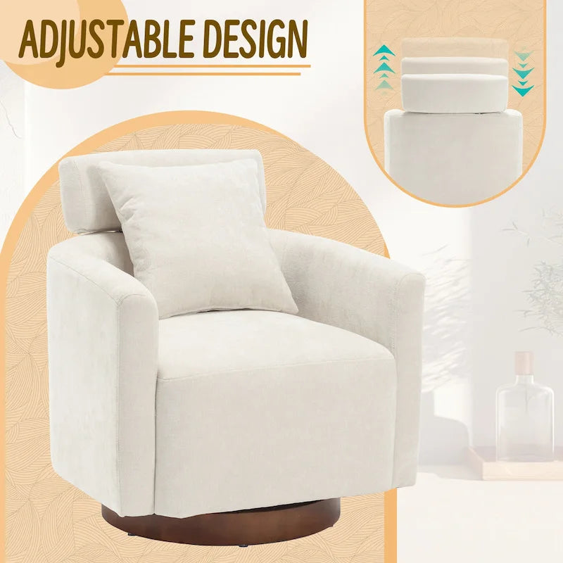 360 Degree Accent Swivel Chair,Chenille Upholstered Arm Chair