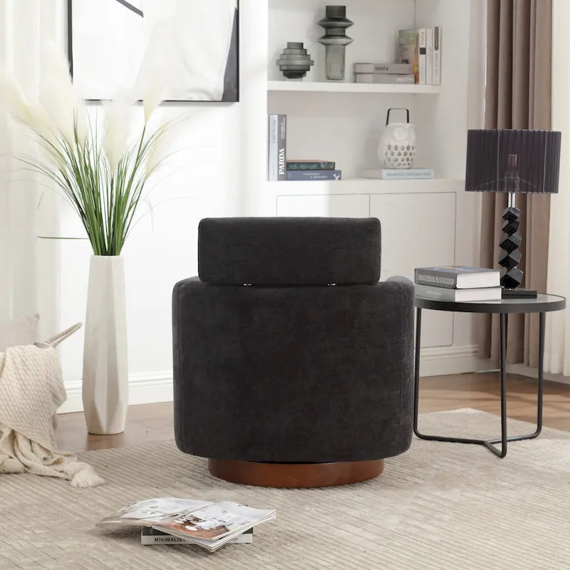 360 Degree Accent Swivel Chair,Chenille Upholstered Arm Chair
