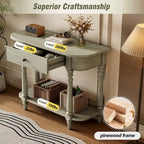Narrow Console Table with Curved Corner (Gray)