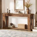 63  Console Table 2-Tier Farmhouse Entryway Entry Table with Storage Shelves