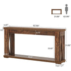 63  Console Table 2-Tier Farmhouse Entryway Entry Table with Storage Shelves