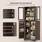 64  Kitchen Pantry Cabinet, Tall Storage Cabinet with Glass Doors and Adjustable Shelves