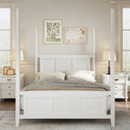 King Size Solid Pine Four-Poster Bed with 75  Tall Traditional Canopy Bed Frame