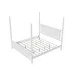 King Size Solid Pine Four-Poster Bed with 75  Tall Traditional Canopy Bed Frame