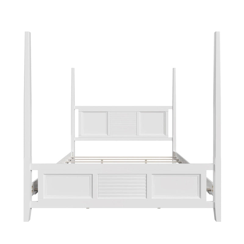 King Size Solid Pine Four-Poster Bed with 75  Tall Traditional Canopy Bed Frame