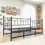 Modern Style Twin Size Metal Daybed with Trundle for Kids or Guest for Bedroom