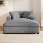 Gray Modern 53.5  Chaise Lounge Chair with Solid Wood Legs and Pillows for Living Room