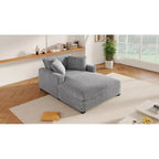 Gray Modern 53.5  Chaise Lounge Chair with Solid Wood Legs and Pillows for Living Room