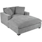 Gray Modern 53.5  Chaise Lounge Chair with Solid Wood Legs and Pillows for Living Room