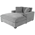 Gray Modern 53.5  Chaise Lounge Chair with Solid Wood Legs and Pillows for Living Room