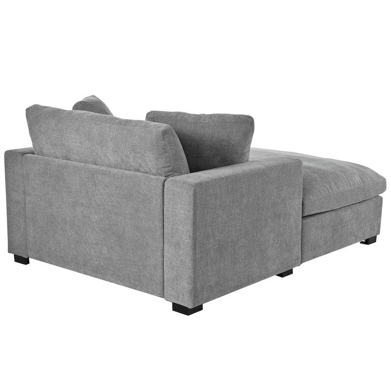 Gray Modern 53.5  Chaise Lounge Chair with Solid Wood Legs and Pillows for Living Room