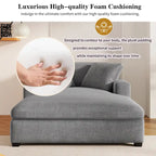 Gray Modern 53.5  Chaise Lounge Chair with Solid Wood Legs and Pillows for Living Room