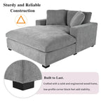 Gray Modern 53.5  Chaise Lounge Chair with Solid Wood Legs and Pillows for Living Room