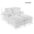 Gray Modern 53.5  Chaise Lounge Chair with Solid Wood Legs and Pillows for Living Room