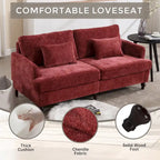 Red 68.9  Chenille 2-Seater Sofa with Detachable Cushions