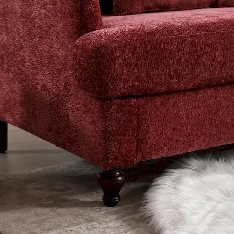 Red 68.9  Chenille 2-Seater Sofa with Detachable Cushions