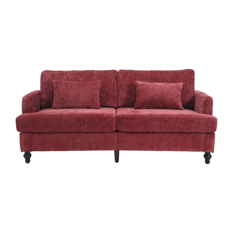 Red 68.9  Chenille 2-Seater Sofa with Detachable Cushions